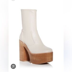 JEFFREY CAMPBELL MEXIQUE CREAM PLATFORM SOCK BOOT🤍
